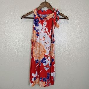 A.n.a Floral Halter Blouse With Beck Tie